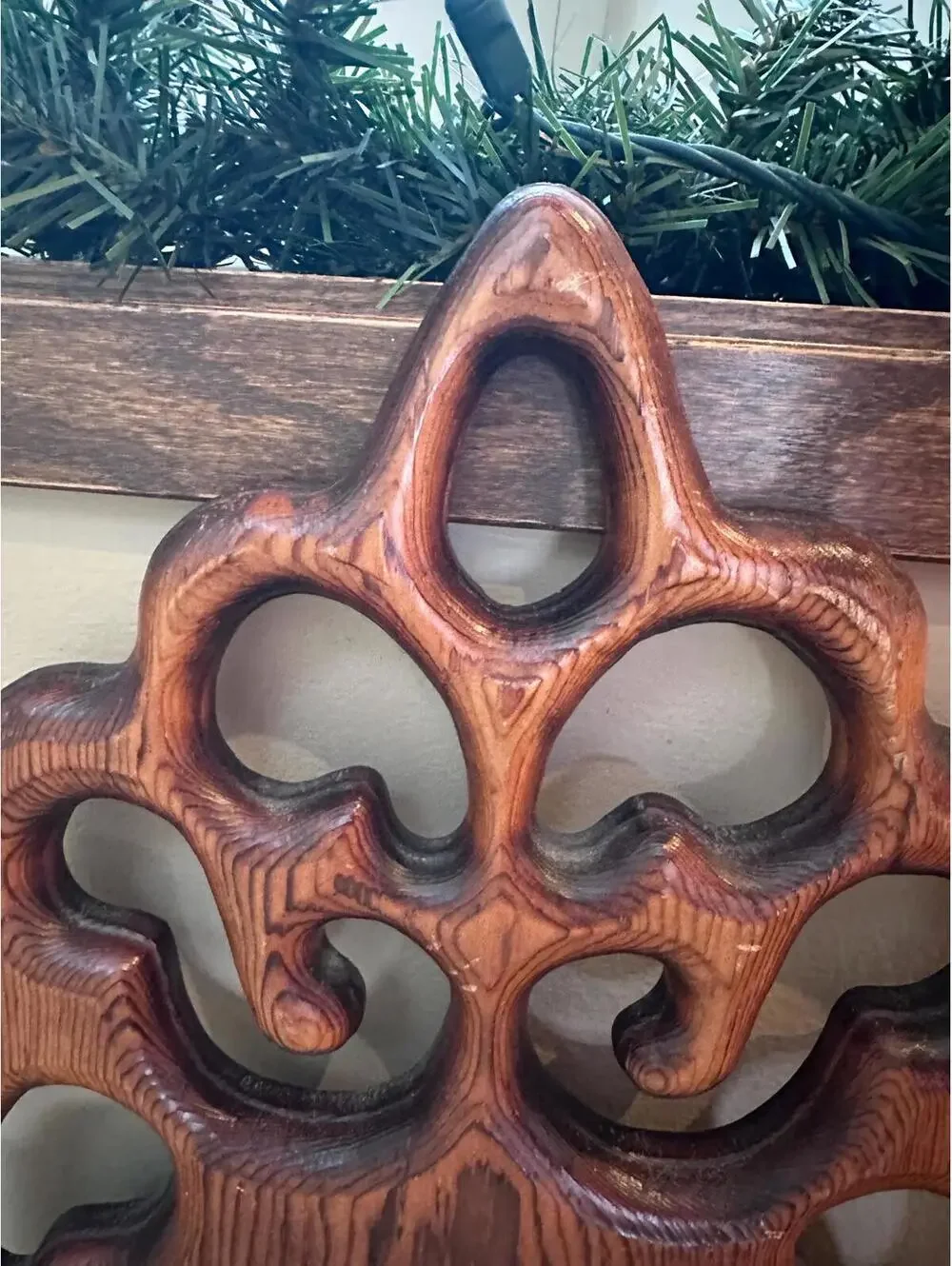 Vintage Carved Wooden Art Nouveau Style Wall Mirror